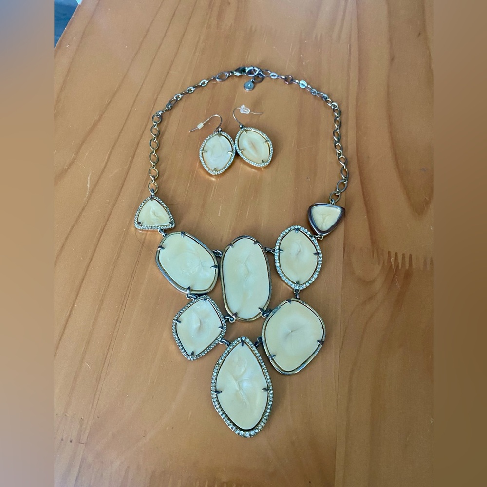 Stella & Dot Crystal Bib Necklace and Earrings Set (Reversible)